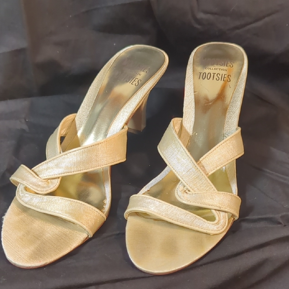 Gold Women's Heeled Sandals